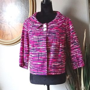 Lilly Pulitzer women's Plum, Navy, White Abstract Plaid Blazer Jacket. Size 4